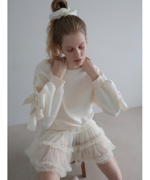 AMOMMA(アモマ)の「AUDREY TIERED TULLE SKIRT(スカート・レディース・アイボリー/ブラック・FREE)」の10枚目の写真