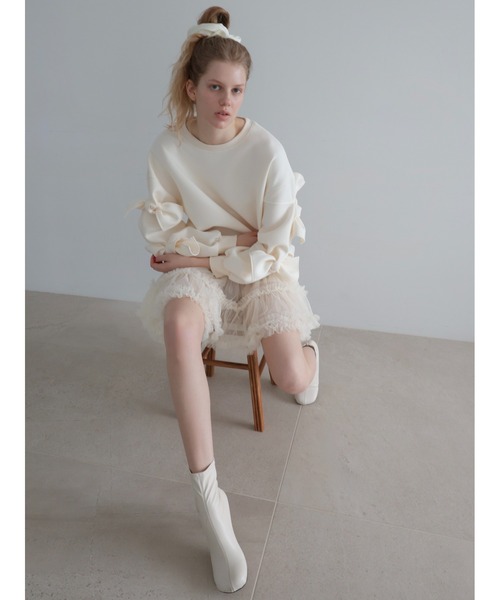 AMOMMA(アモマ)の「AUDREY TIERED TULLE SKIRT(スカート・レディース・アイボリー/ブラック・FREE)」の11枚目の写真