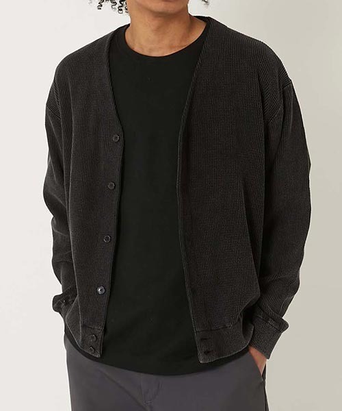 HIGH! STANDARD（ハイスタンダード）の「Healthknit × HIGH! STANDARD /コットンニット カーディガン（カーディガン/ボレロ・メンズ・アイボリー/ブラック/イエロー/ネイビー・M/L）」の6枚目の写真
