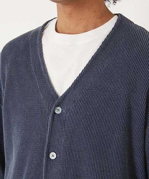 HIGH! STANDARD（ハイスタンダード）の「Healthknit × HIGH! STANDARD /コットンニット カーディガン（カーディガン/ボレロ・メンズ・アイボリー/ブラック/イエロー/ネイビー・M/L）」の16枚目の写真