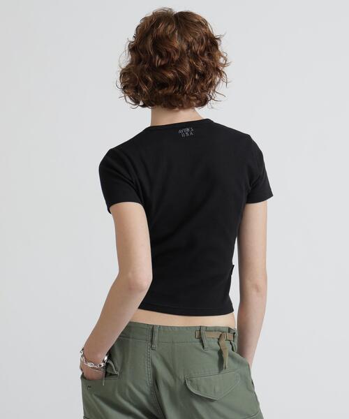 AVIREX(アヴィレックス)の「《DAILY/WOMAN》 S/S CREW NECK T-SHIRT(Tシャツ/カットソー・レディース・ホワイト/ブラック・M/S)」の4枚目の写真