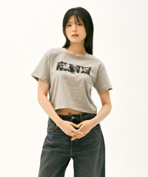 クロップペットグラフィックTシャツ (グレー)