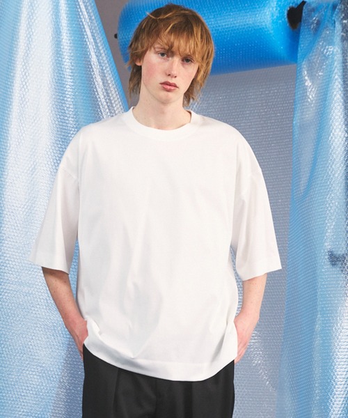 MAISON SPECIAL(メゾンスペシャル)の「《UNISEX》Suvin GIZA Cotton Prime-Over Short-sleeved T-shirt/スヴィンギザコットンプライムオーバーショートスリーブTシャツ【MAISON SPECIAL/メゾンスペシャル】(Tシャツ/カットソー・メンズ・ブラック/モカ/ピンク/ホワイト/ライトブルー・1/0/2)」の1枚目の写真