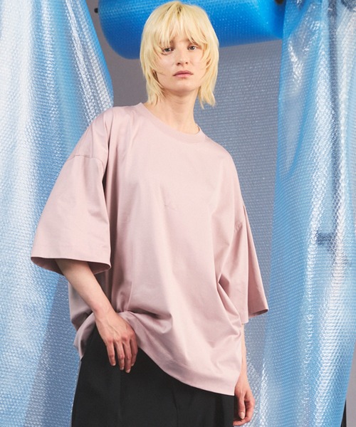 MAISON SPECIAL(メゾンスペシャル)の「《UNISEX》Suvin GIZA Cotton Prime-Over Short-sleeved T-shirt/スヴィンギザコットンプライムオーバーショートスリーブTシャツ【MAISON SPECIAL/メゾンスペシャル】(Tシャツ/カットソー・メンズ・ブラック/モカ/ピンク/ホワイト/ライトブルー・1/0/2)」の5枚目の写真