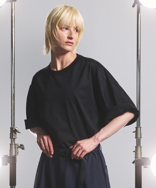 MAISON SPECIAL(メゾンスペシャル)の「《UNISEX》Suvin GIZA Cotton Prime-Over Short-sleeved T-shirt/スヴィンギザコットンプライムオーバーショートスリーブTシャツ【MAISON SPECIAL/メゾンスペシャル】(Tシャツ/カットソー・メンズ・ブラック/モカ/ピンク/ホワイト/ライトブルー・1/0/2)」の2枚目の写真