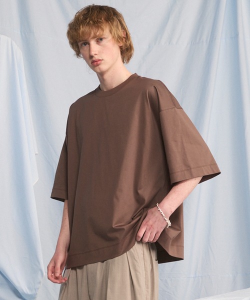 MAISON SPECIAL(メゾンスペシャル)の「《UNISEX》Suvin GIZA Cotton Prime-Over Short-sleeved T-shirt/スヴィンギザコットンプライムオーバーショートスリーブTシャツ【MAISON SPECIAL/メゾンスペシャル】(Tシャツ/カットソー・メンズ・ブラック/モカ/ピンク/ホワイト/ライトブルー・1/0/2)」の3枚目の写真