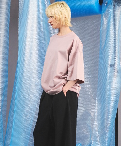 MAISON SPECIAL(メゾンスペシャル)の「《UNISEX》Suvin GIZA Cotton Prime-Over Short-sleeved T-shirt/スヴィンギザコットンプライムオーバーショートスリーブTシャツ【MAISON SPECIAL/メゾンスペシャル】(Tシャツ/カットソー・メンズ・ブラック/モカ/ピンク/ホワイト/ライトブルー・1/0/2)」の21枚目の写真