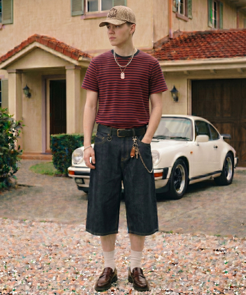 DWSE(ディーダブリューエスイー)の「ウォッシュドデニムバermudaパンツ(インディゴブルー)(その他パンツ・メンズ・その他・SMALL/MEDIUM/LARGE/X-LARGE)」の2枚目の写真
