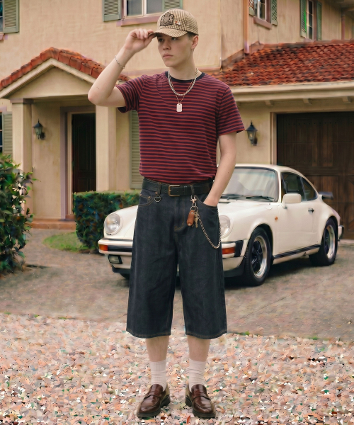 DWSE(ディーダブリューエスイー)の「ウォッシュドデニムバermudaパンツ(インディゴブルー)(その他パンツ・メンズ・その他・SMALL/MEDIUM/LARGE/X-LARGE)」の3枚目の写真