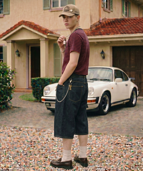 DWSE(ディーダブリューエスイー)の「ウォッシュドデニムバermudaパンツ(インディゴブルー)(その他パンツ・メンズ・その他・SMALL/MEDIUM/LARGE/X-LARGE)」の4枚目の写真
