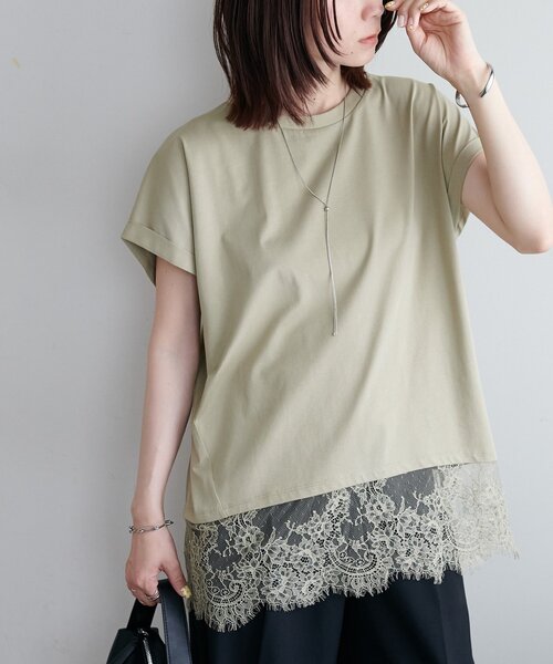 DISCOAT(ディスコート)の「【WEB限定】ヒゲレースフレンチチュニック(Tシャツ/カットソー・レディース・ブラック/グレイッシュベージュ/オフホワイト・MEDIUM)」の7枚目の写真