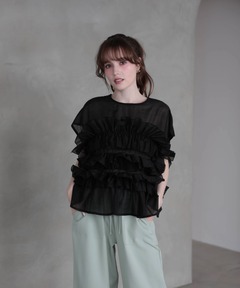 VIVIANO/ヴィヴィアーノ】Swell Tulle Sweat Shirt/チュールスウェット