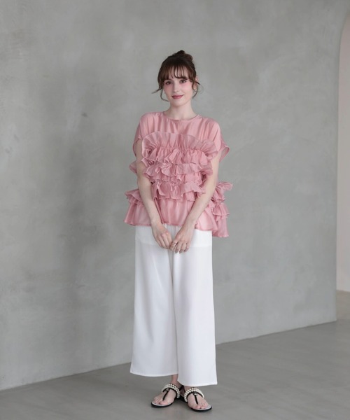 M y u(ミュー)の「フラワーブーケブラウス(シャツ/ブラウス・レディース・GRAY/BLACK/PINK/WHITE・ML)」の5枚目の写真