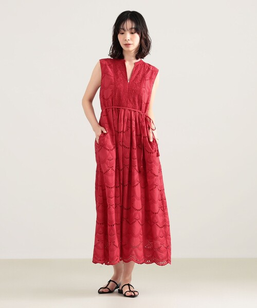 Demi-Luxe BEAMS（デミルクス ビームス）の「ne Quittez pas / ボイル ドット ノースリーブ ワンピース〈RED、ROYAL〉（ワンピース・レディース・レッド/ブルー系その他3・MEDIUM）」の4枚目の写真