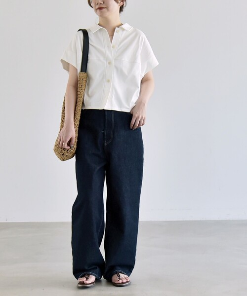 quaranciel(カランシエル)の「quaranciel:〈接触冷感/洗濯機可能〉天竺 フレンチスリーブ シャツ カットソー(Tシャツ/カットソー・レディース・ベージュ/ブラウン/ブラック/オフホワイト・ONE SIZE)」の18枚目の写真