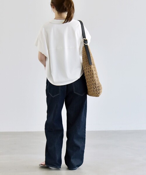 quaranciel(カランシエル)の「quaranciel:〈接触冷感/洗濯機可能〉天竺 フレンチスリーブ シャツ カットソー(Tシャツ/カットソー・レディース・ベージュ/ブラウン/ブラック/オフホワイト・ONE SIZE)」の19枚目の写真