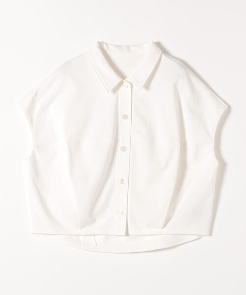 quaranciel(カランシエル)の「quaranciel:〈接触冷感/洗濯機可能〉天竺 フレンチスリーブ シャツ カットソー(Tシャツ/カットソー・レディース・ベージュ/ブラウン/ブラック/オフホワイト・ONE SIZE)」の7枚目の写真