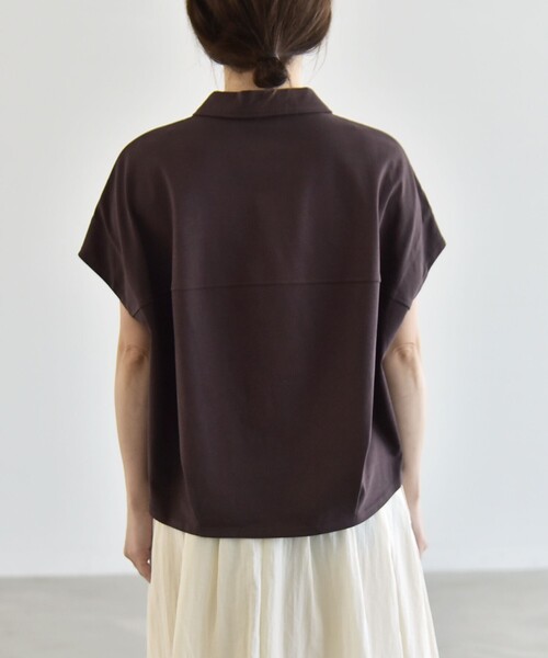 quaranciel(カランシエル)の「quaranciel:〈接触冷感/洗濯機可能〉天竺 フレンチスリーブ シャツ カットソー(Tシャツ/カットソー・レディース・ベージュ/ブラウン/ブラック/オフホワイト・ONE SIZE)」の15枚目の写真