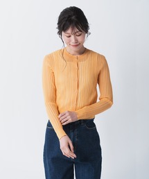 ランダムリブクルーネックシアーカーディガン