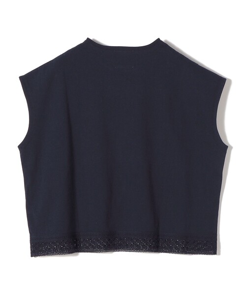 SHIPS(シップス)の「【SHIPS別注】assiette: 〈手洗い可能〉レース コンビ フレンチ スリーブ(Tシャツ/カットソー・レディース・ネイビー/オフホワイト・ONE SIZE)」の4枚目の写真