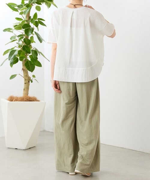 BEARDSLEY(ビアズリー)の「メッシュプリーツラウンドプルオーバー(Tシャツ/カットソー・レディース・ホワイト/ブラック・FREE)」の9枚目の写真
