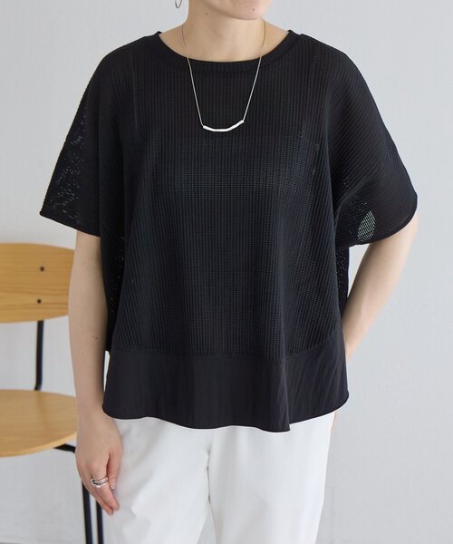 BEARDSLEY(ビアズリー)の「メッシュプリーツラウンドプルオーバー(Tシャツ/カットソー・レディース・ホワイト/ブラック・FREE)」の13枚目の写真