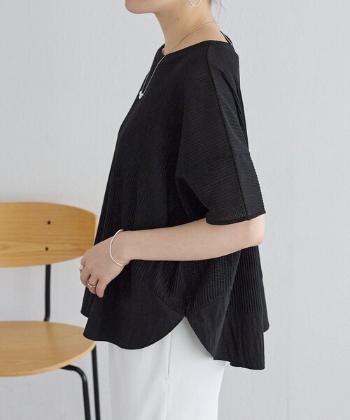 BEARDSLEY(ビアズリー)の「メッシュプリーツラウンドプルオーバー(Tシャツ/カットソー・レディース・ホワイト/ブラック・FREE)」の14枚目の写真