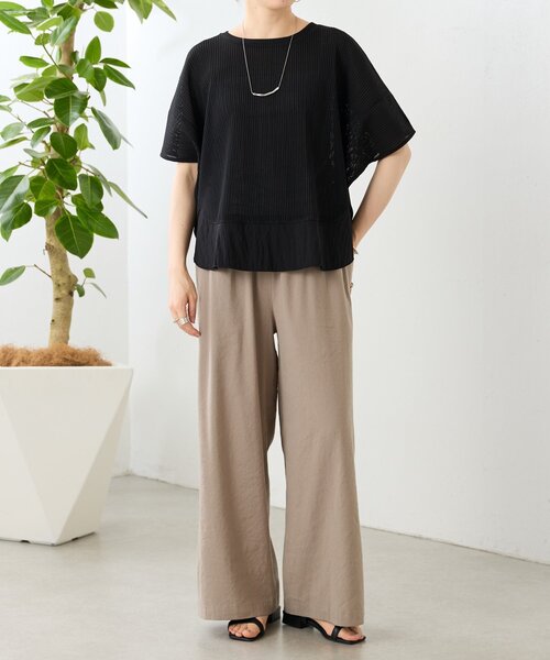 BEARDSLEY(ビアズリー)の「メッシュプリーツラウンドプルオーバー(Tシャツ/カットソー・レディース・ホワイト/ブラック・FREE)」の22枚目の写真