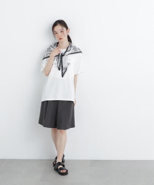 N.(N. Natural Beauty Basic)(エヌエヌナチュラルビューティーベーシック)の「スカーフ付ビックTシャツ(Tシャツ/カットソー・レディース・ダークブラウン/オフホワイト・フリ-)」の14枚目の写真