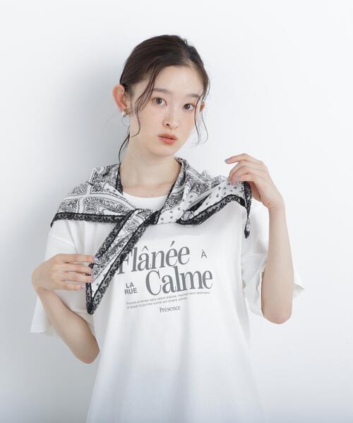 N.(N. Natural Beauty Basic)(エヌエヌナチュラルビューティーベーシック)の「スカーフ付ビックTシャツ(Tシャツ/カットソー・レディース・ダークブラウン/オフホワイト・フリ-)」の15枚目の写真