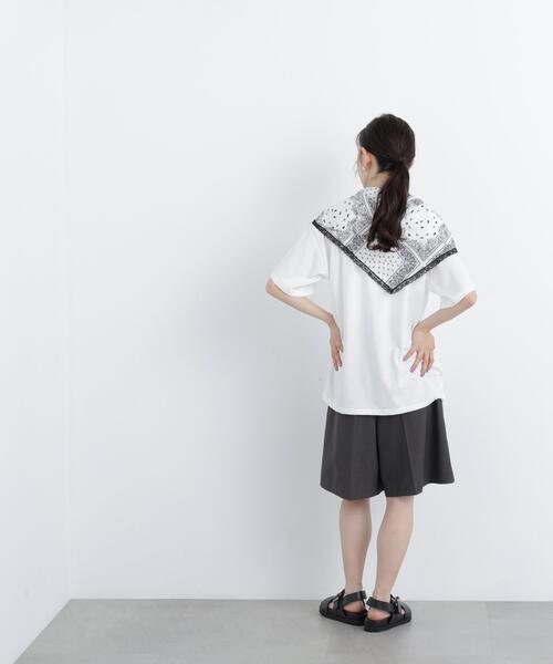 N.(N. Natural Beauty Basic)(エヌエヌナチュラルビューティーベーシック)の「スカーフ付ビックTシャツ(Tシャツ/カットソー・レディース・ダークブラウン/オフホワイト・フリ-)」の16枚目の写真