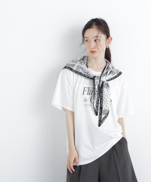 N.(N. Natural Beauty Basic)(エヌエヌナチュラルビューティーベーシック)の「スカーフ付ビックTシャツ(Tシャツ/カットソー・レディース・ダークブラウン/オフホワイト・フリ-)」の17枚目の写真