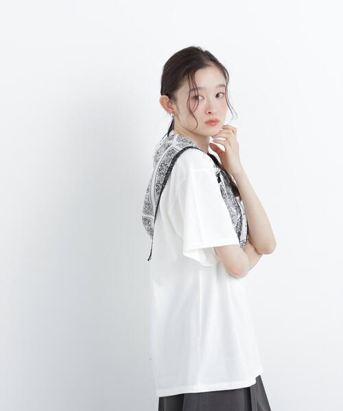 N.(N. Natural Beauty Basic)(エヌエヌナチュラルビューティーベーシック)の「スカーフ付ビックTシャツ(Tシャツ/カットソー・レディース・ダークブラウン/オフホワイト・フリ-)」の19枚目の写真