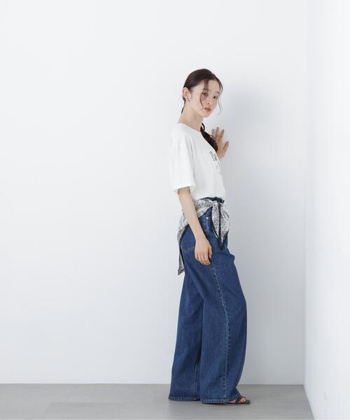 N.(N. Natural Beauty Basic)(エヌエヌナチュラルビューティーベーシック)の「スカーフ付ビックTシャツ(Tシャツ/カットソー・レディース・ダークブラウン/オフホワイト・フリ-)」の12枚目の写真