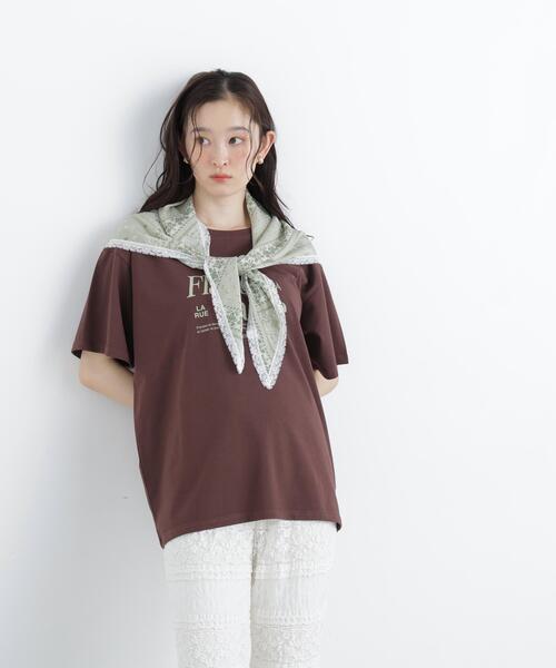 N.(N. Natural Beauty Basic)(エヌエヌナチュラルビューティーベーシック)の「スカーフ付ビックTシャツ(Tシャツ/カットソー・レディース・ダークブラウン/オフホワイト・フリ-)」の6枚目の写真