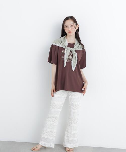 N.(N. Natural Beauty Basic)(エヌエヌナチュラルビューティーベーシック)の「スカーフ付ビックTシャツ(Tシャツ/カットソー・レディース・ダークブラウン/オフホワイト・フリ-)」の7枚目の写真