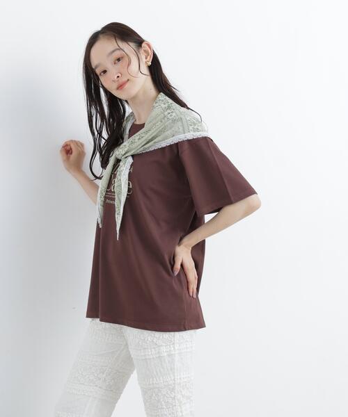 N.(N. Natural Beauty Basic)(エヌエヌナチュラルビューティーベーシック)の「スカーフ付ビックTシャツ(Tシャツ/カットソー・レディース・ダークブラウン/オフホワイト・フリ-)」の8枚目の写真
