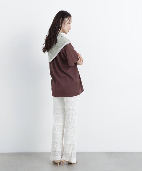 N.(N. Natural Beauty Basic)(エヌエヌナチュラルビューティーベーシック)の「スカーフ付ビックTシャツ(Tシャツ/カットソー・レディース・ダークブラウン/オフホワイト・フリ-)」の9枚目の写真