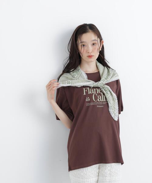 N.(N. Natural Beauty Basic)(エヌエヌナチュラルビューティーベーシック)の「スカーフ付ビックTシャツ(Tシャツ/カットソー・レディース・ダークブラウン/オフホワイト・フリ-)」の10枚目の写真