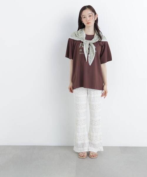 N.(N. Natural Beauty Basic)(エヌエヌナチュラルビューティーベーシック)の「スカーフ付ビックTシャツ(Tシャツ/カットソー・レディース・ダークブラウン/オフホワイト・フリ-)」の11枚目の写真