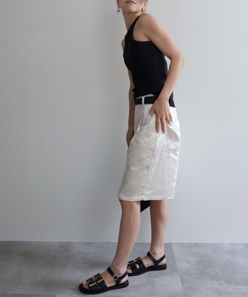 Rashik(ラシク)の「【Rashik】サテンハーフパンツ(その他パンツ・レディース・ブラック/アイボリー・FREE)」の4枚目の写真