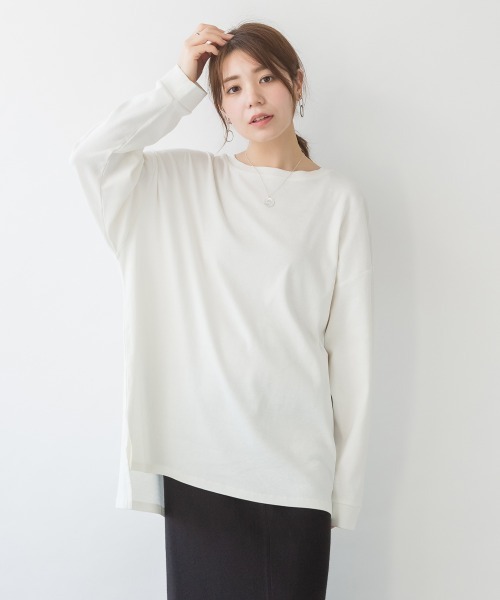 MARAI(マーライ)の「ドルマンスリーブテールカットロングカットソー(Tシャツ/カットソー・レディース・ブラック/グレイッシュベージュ/オフホワイト/ピンクベージュ・フリー)」の11枚目の写真