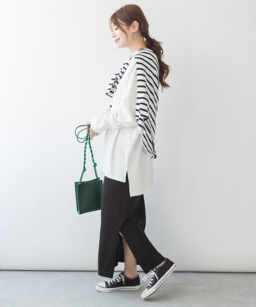 MARAI(マーライ)の「ドルマンスリーブテールカットロングカットソー(Tシャツ/カットソー・レディース・ブラック/グレイッシュベージュ/オフホワイト/ピンクベージュ・フリー)」の9枚目の写真