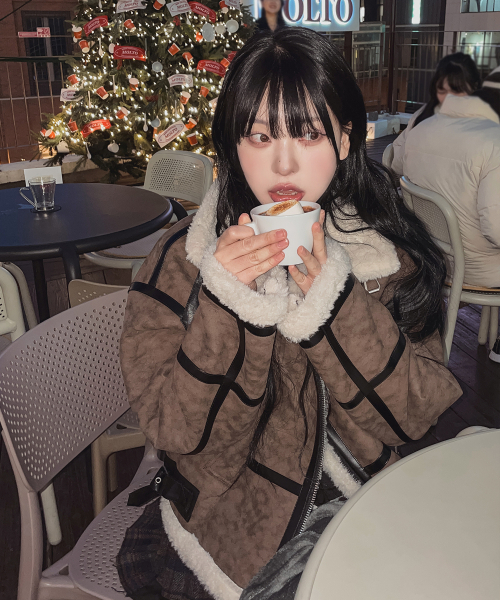 LANARCHIVE（ランアーカイブ）の「[0032] ダブルバックルハイネックムートン (BR)（ムートンコート・レディース・ブラウン・FREE）」の7枚目の写真