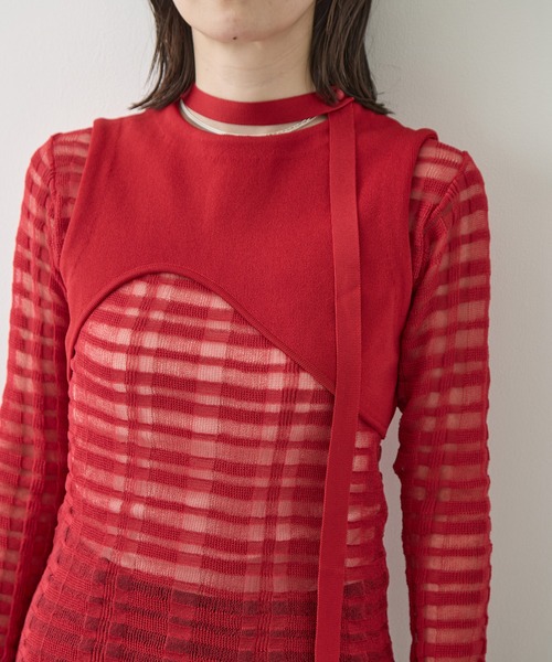 TAN（タン）の「[TAN/タン]CURVED HEM KNIT TOPS（ニット/セーター・レディース・ブラック/レッド/アイボリー・FREE）」の22枚目の写真