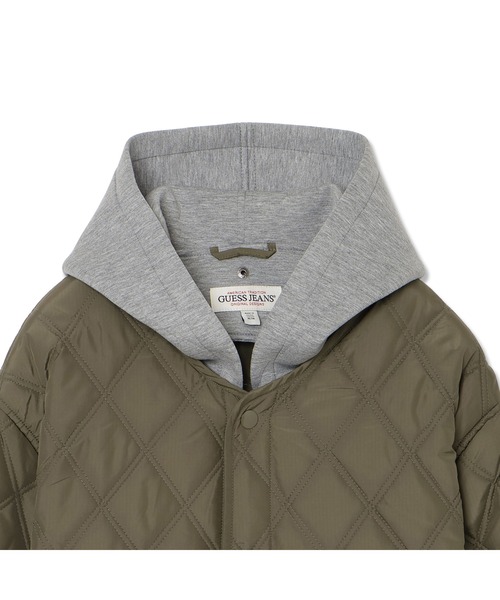 GUESS JEANS（ゲスジーンズ）の「GUESS JEANS Quilted Nylon Hoodie ジャケット キルティングジャケット（その他アウター・メンズ・ブラック/カーキ・SMALL/MEDIUM/LARGE/X-LARGE/XX-LARGE）」の6枚目の写真
