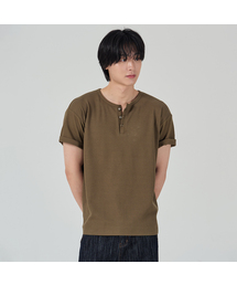 OWSA（オウサ）の「ワッフルヘンリーネック半袖Tシャツ3色（Tシャツ/カットソー）」