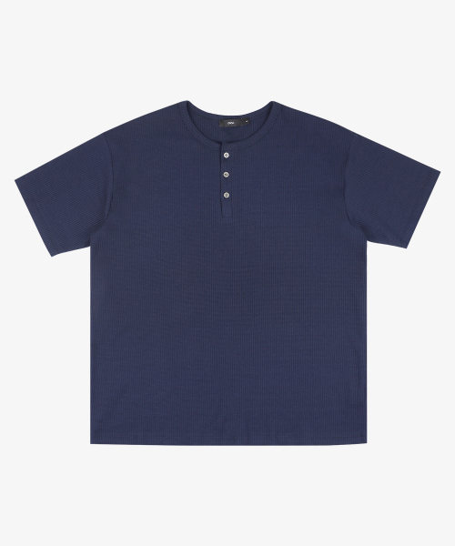 OWSA(オウサ)の「ワッフルヘンリーネック半袖Tシャツ3カラー(Tシャツ/カットソー・メンズ・ブラック/ネイビー/カーキ・X-LARGE/LARGE/MEDIUM)」の10枚目の写真