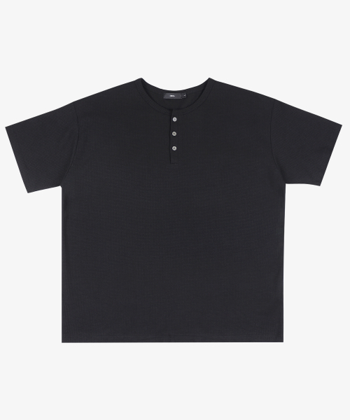 OWSA(オウサ)の「ワッフルヘンリーネック半袖Tシャツ3カラー(Tシャツ/カットソー・メンズ・ブラック/ネイビー/カーキ・X-LARGE/LARGE/MEDIUM)」の11枚目の写真