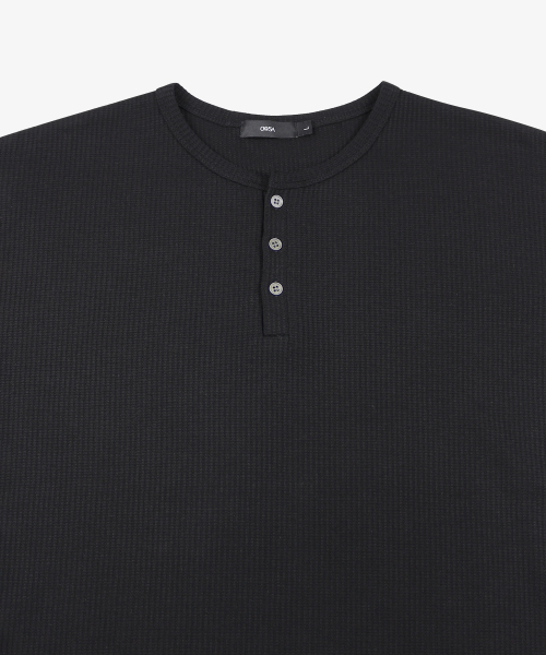 OWSA(オウサ)の「ワッフルヘンリーネック半袖Tシャツ3カラー(Tシャツ/カットソー・メンズ・ブラック/ネイビー/カーキ・X-LARGE/LARGE/MEDIUM)」の13枚目の写真